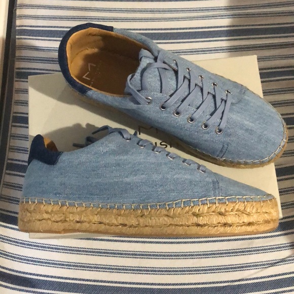 Marc Fisher Mandia2 Denim Platform Espadrilles Size 8 - Picture 1 of 8